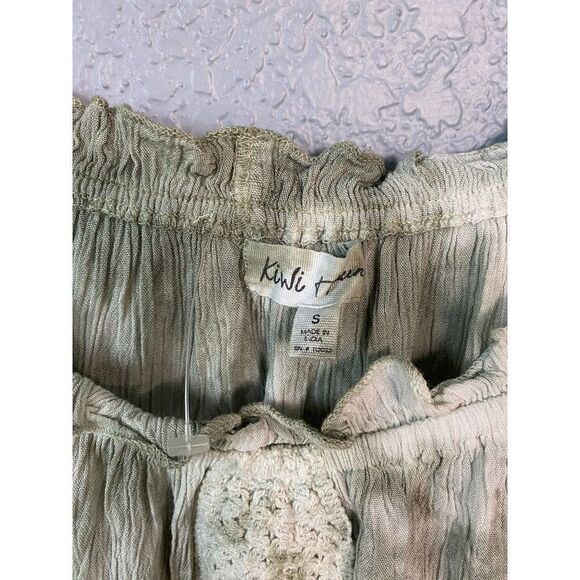 Kiwi & Punch Gray Tie Dye Puff Short Sleeve Cropped Shirt Size Small - Picture 4 of 5